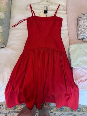 Gianni Bini x Lilly Sisto Laing Taffeta Square Neck Spaghetti Strap Dress